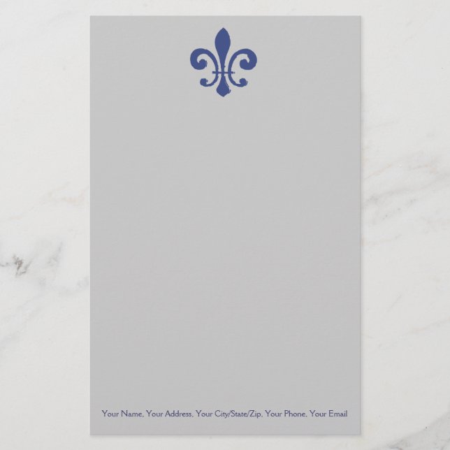 Papelería Azul Fleur De Lis (Anverso)