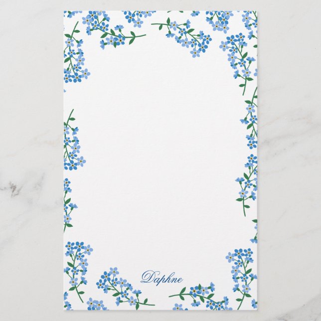 Papelería Azul Olvídeme No Marco (Anverso)