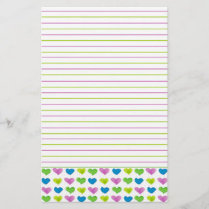 Papelería Azul Verde Pastel Acuarela Corazones Enrollados