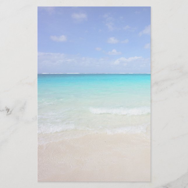 Papelería Azure Blue Caribbean Tropical Beach (Anverso)