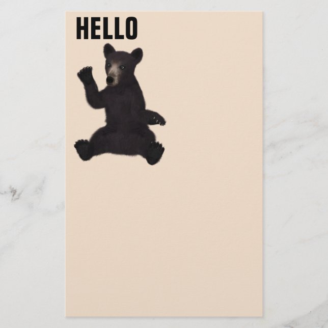 PAPELERÍA BABY GRIZZLY BEAR HELLO (Anverso)