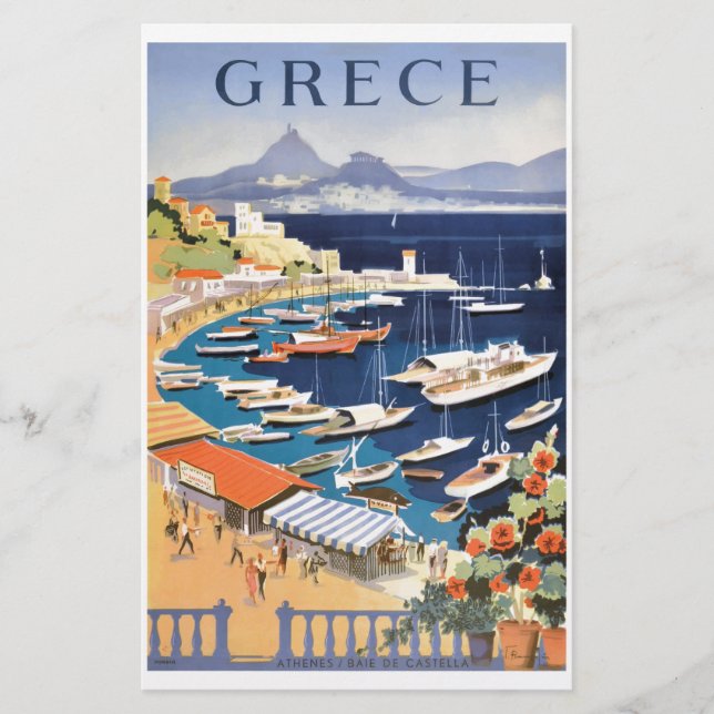 Papelería Bahía 1955 de Grecia Atenas del poster del viaje (Anverso)