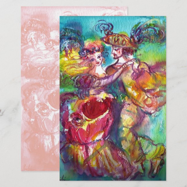 Papelería BAILE DE CARNAVAL, blanda y antigua estacionería r (Anverso / Reverso)