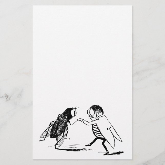 Papelería Baile de insectos vintage; mosca azul (Anverso)