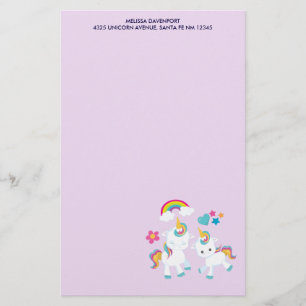 Papelería Baile lindo Unicornio arcoiris mágico y estrellas