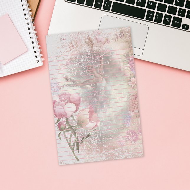 Papelería Ballerina Dancing Pose Floral Rosa Llenado (Subido por el creador)