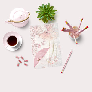 Papelería Ballerina en Pointe con Parasol rosa Floral Llenad