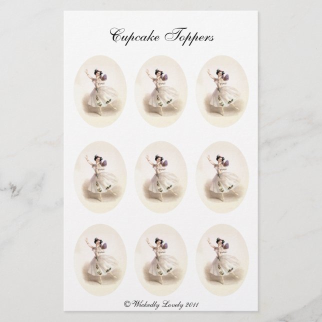 Papelería Ballerina Fairy Cupcake Toppers (Anverso)