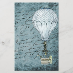 Papelería Balón de aire caliente azul oscuro Steampunk Handw