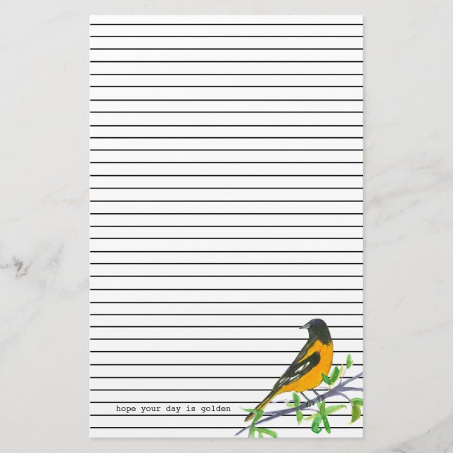 Papelería Baltimore Oriole Golden Day Black Lined (Anverso)