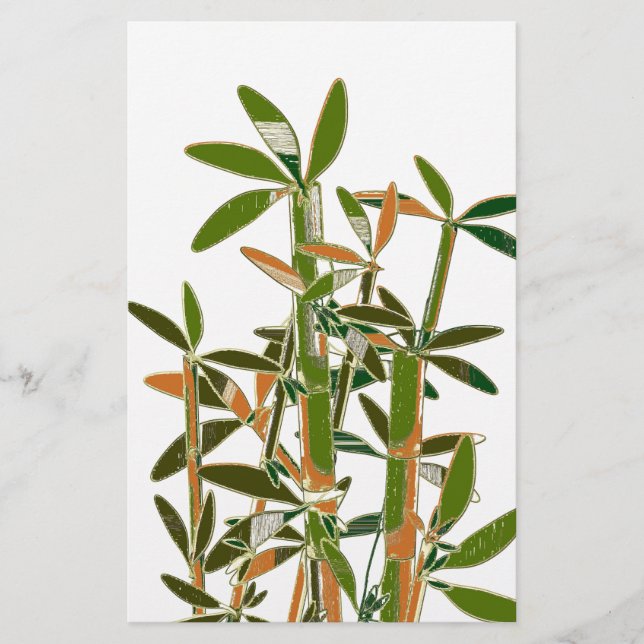 Papelería Bambú verde aislado sobre fondo blanco (Anverso)
