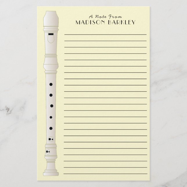 Papelería Banda musical de profesor de música de grabador (Anverso)