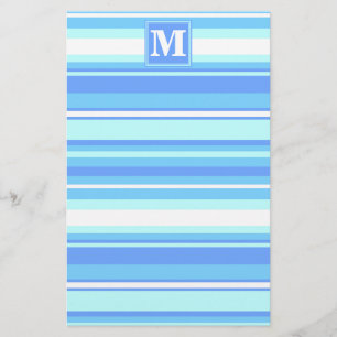 Papelería Bandas azules del cielo monogramo