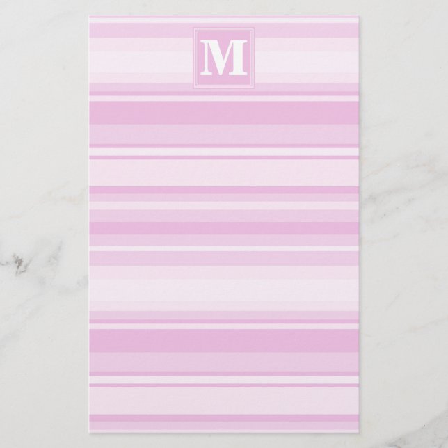 Papelería Bandas rosadas para bebés monogramo (Anverso)