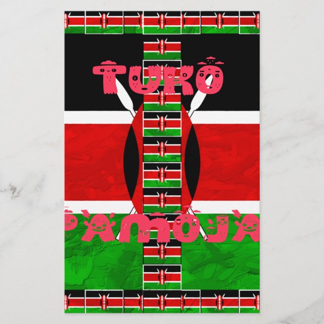 Papelería Bandera de Kenia: Tuko Pamoja - Diseño de arte de  (Anverso)