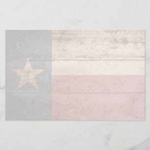Papelería Bandera del estado de Tejas en grano de madera