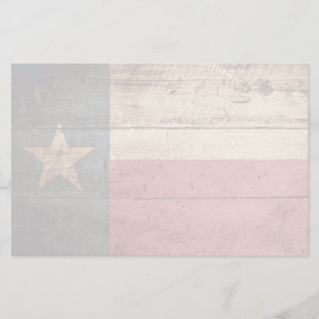 Papelería Bandera del estado de Tejas en grano de madera (Anverso)
