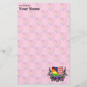 Papelería Bandera lesbiana gay del escudo del orgullo del