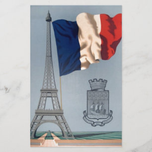 Papelería Bandera nacional francesa y Torre Eiffel