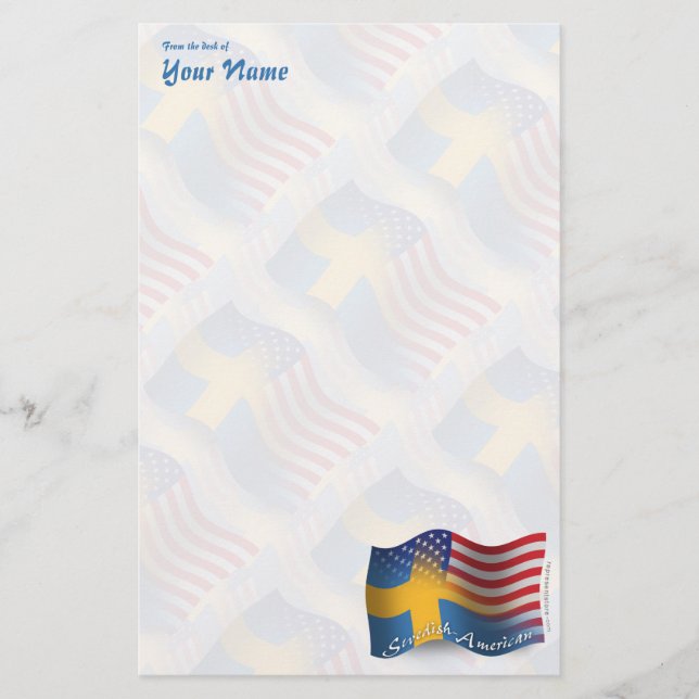 Papelería Bandera que agita Sueco-Americana (Anverso)