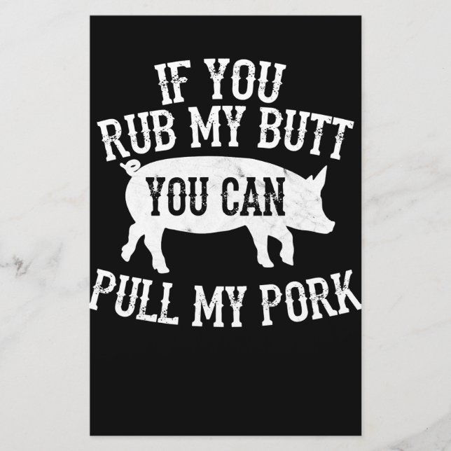 Papelería Barbacoa | BBQ Rub My Butt Pull My Pork Smoking Gr (Anverso)