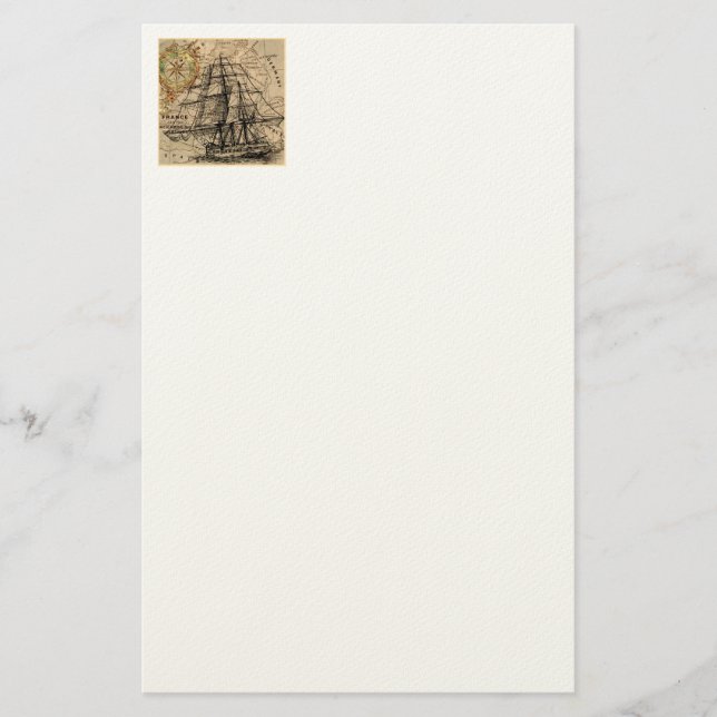 Papelería Barco Antiguo y Mapa (Anverso)