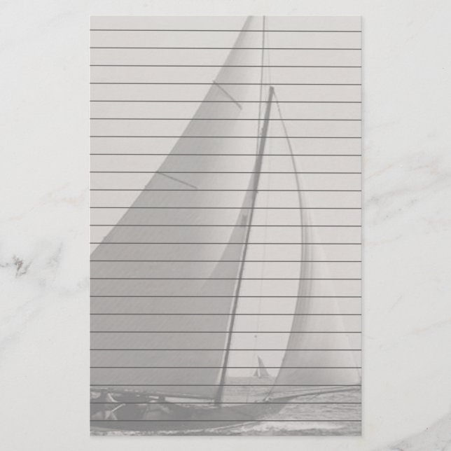 Papelería Barco de vela de tono gris con líneas (Anverso)