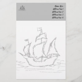Papelería Barco pirata, estilo boceto. Tema Náutico