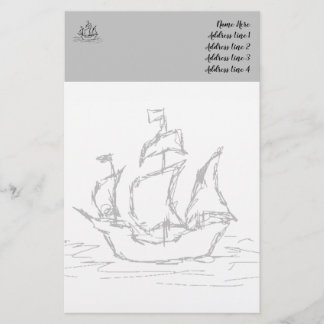 Papelería Barco pirata, estilo boceto. Tema Náutico
