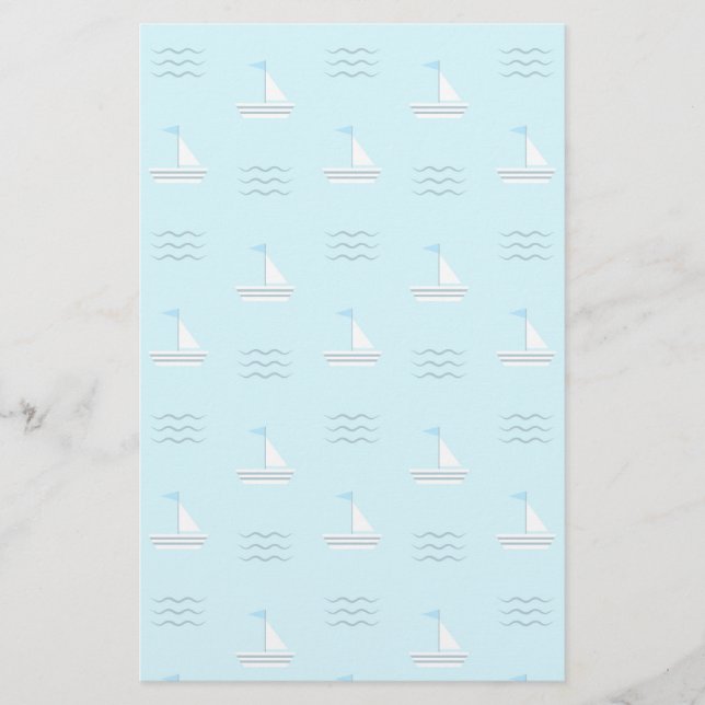Papelería Barcos De Mar Azul (Anverso)