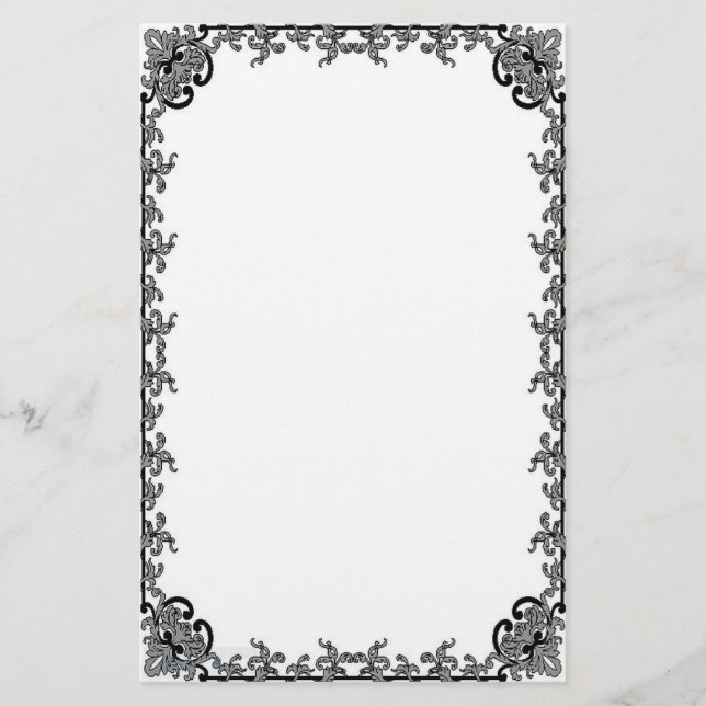 Papelería Barroco en inmóvil negro (Anverso)