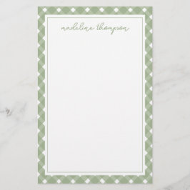 Papelería Basic Gingham Sage Green Border