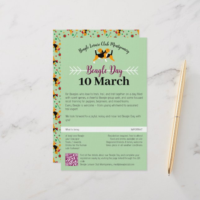 Papelería Beagle Dog Day Mailing  (Anverso/Reverso In Situ)