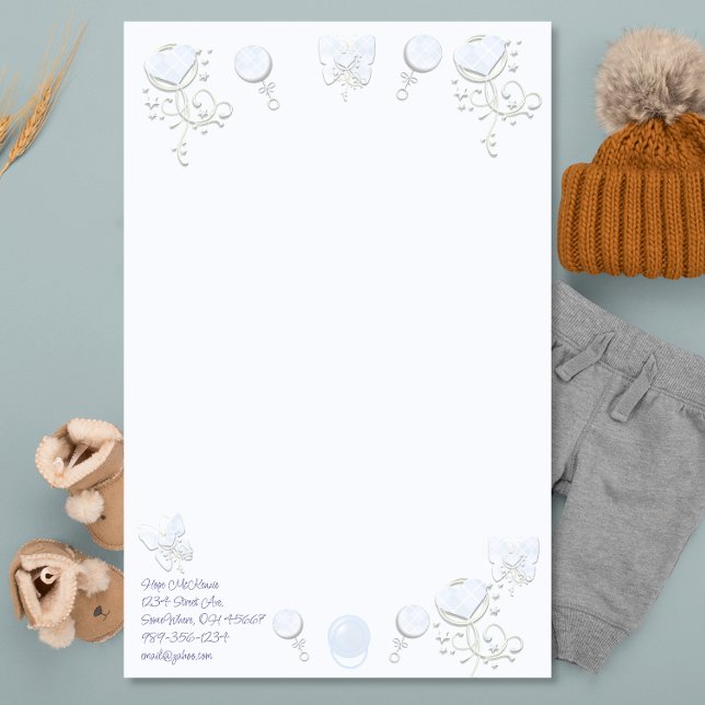 Papelería Bebé Corazón Rattle Bebé pálido Tintado Azul (Subido por el creador)