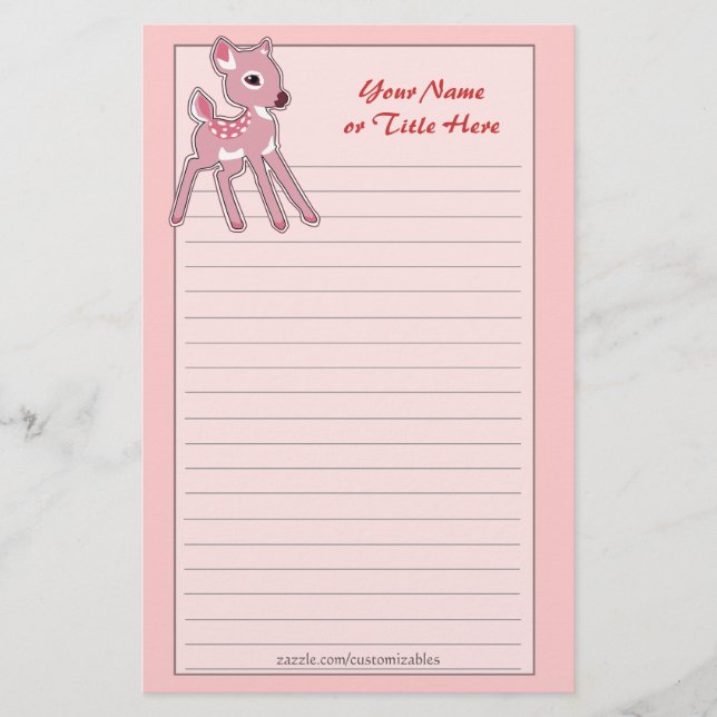 Papelería Bebé Fawn Stationery (Anverso)