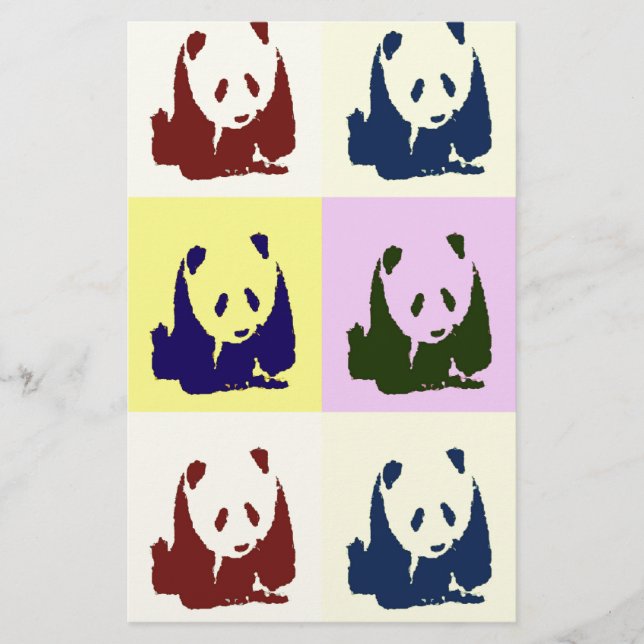 Papelería Bebés pandas de Pop Art (Anverso)
