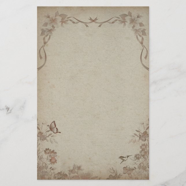 Papelería Beige floral vintage (Anverso)