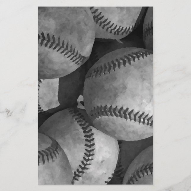 Papelería Béisbol blanco y negro (Anverso)