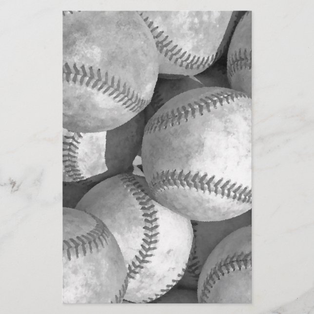 Papelería Béisbol blanco y negro (Anverso)