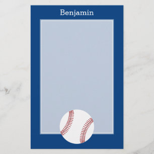 Papelería Béisbol con el nombre de encargo - azul real