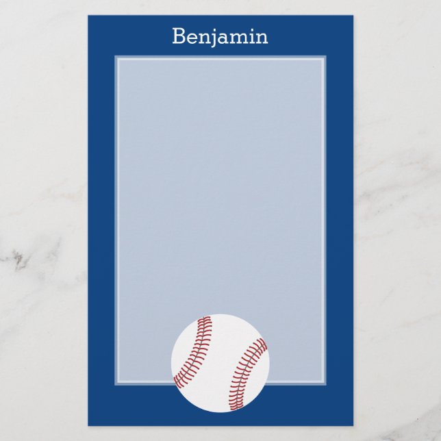 Papelería Béisbol con el nombre de encargo - azul real (Anverso)