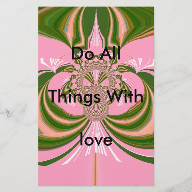 Papelería Bella bebé rosa verde y blanco Kaleidoscopio (Anverso)