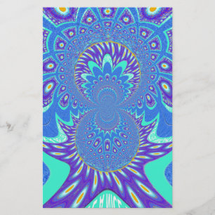 Papelería Bella modernidad Cyan Blue batik Kaleidoscope Arte