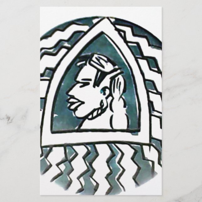 Papelería Belleza africana Bongo arte tribal retrato masái (Anverso)