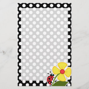 Papelería Bicho de labios sobre puntos de polka blanco y neg