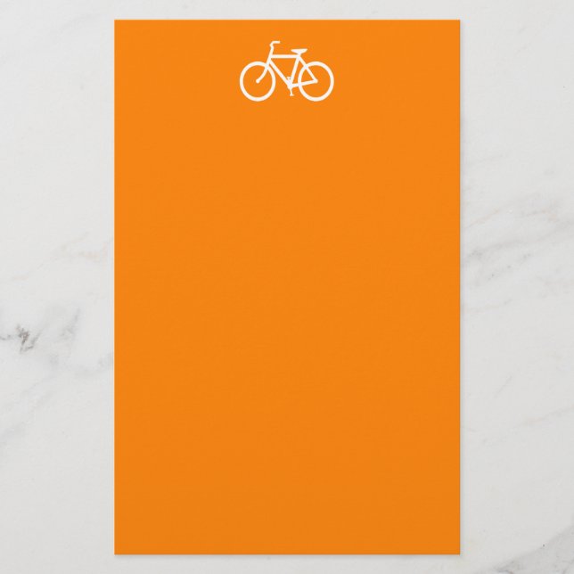 Papelería Bicicleta blanca y Naranja (Anverso)