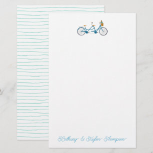 Papelería Bicicleta de dos acuarelas Tandem y nombres