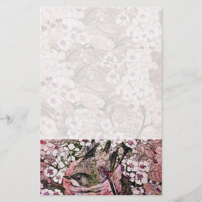 Papelería BIRD NEST, rosa rojo blanco (Anverso)