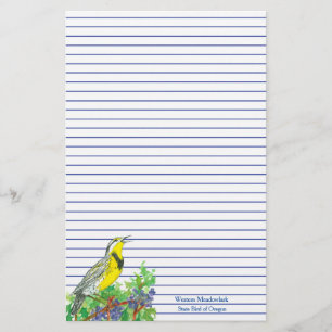 Papelería Bird Western Meadowlark Blue Lined