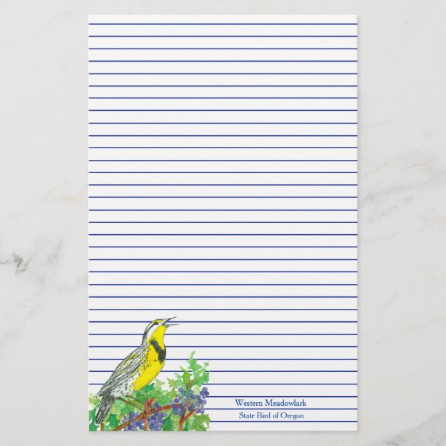 Papelería Bird Western Meadowlark Blue Lined (Anverso)